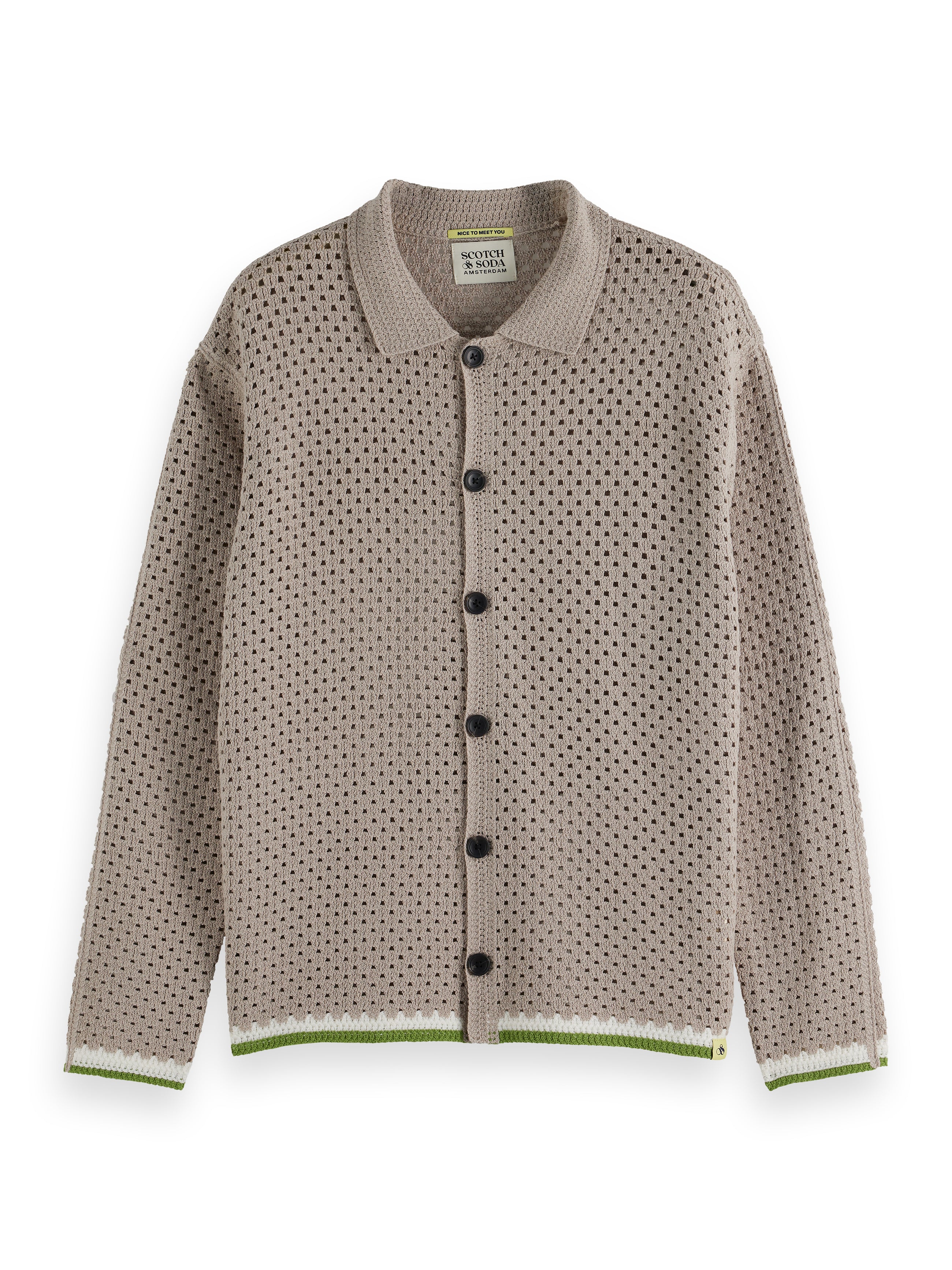 Gray Crochet Long-Sleeved Shirt
