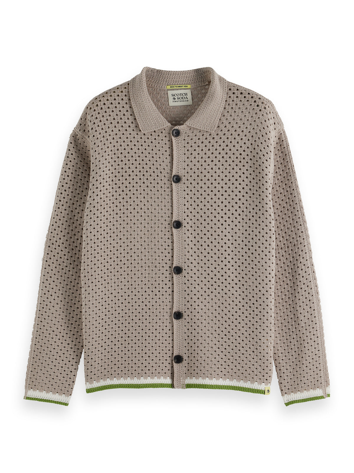Chemise grise à manches longues en crochet-1