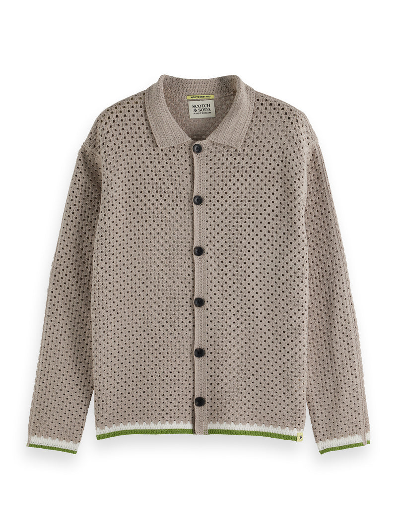 Gray Crochet Long-Sleeved Shirt