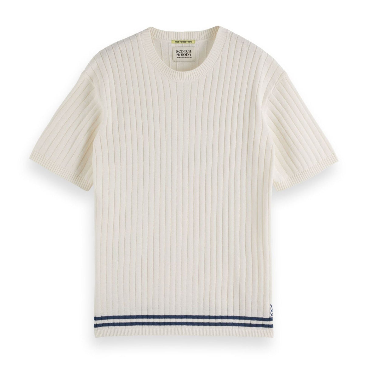 White Structured Knitted T-Shirt