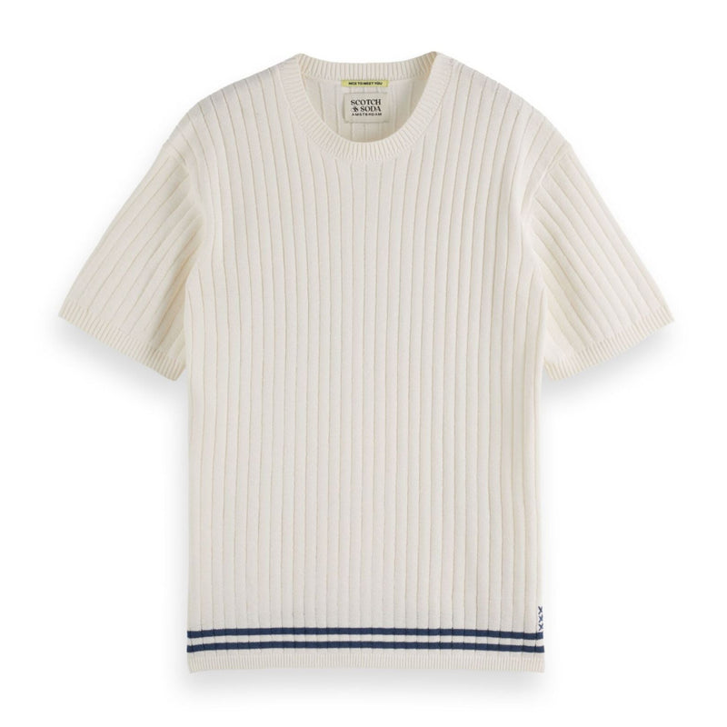 White Structured Knitted T-Shirt