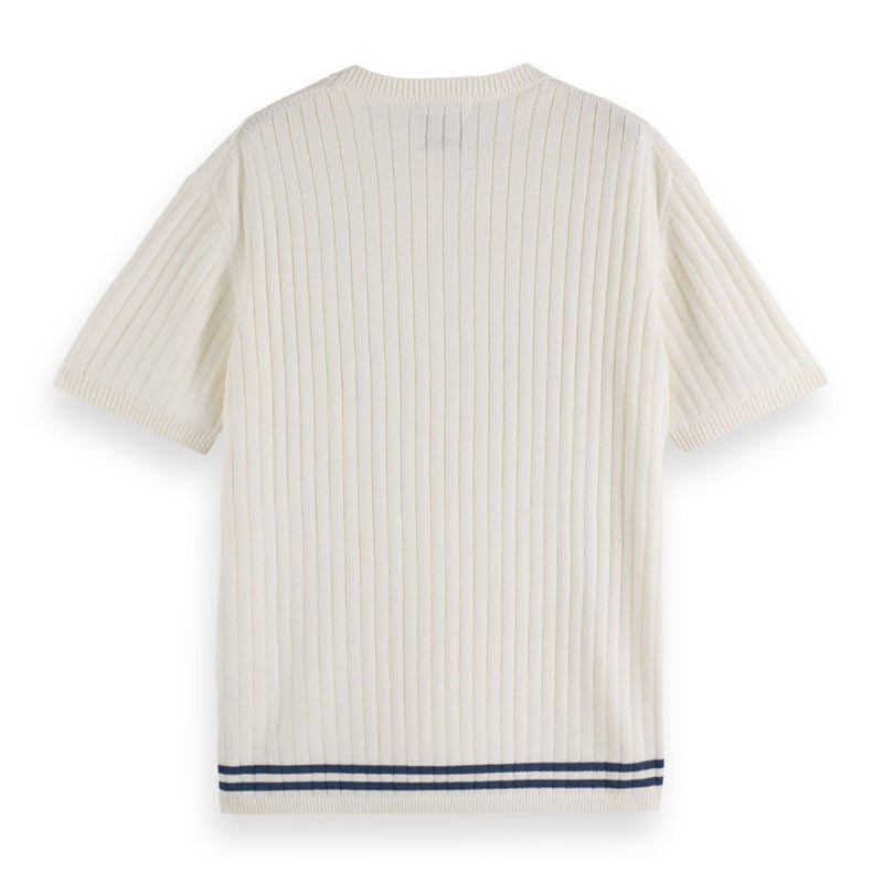 White Structured Knitted T-Shirt