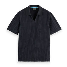 Black Jacquard Cotton Terry Relaxed-Fit Polo