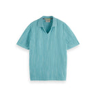 Blue Jacquard Cotton Terry Relaxed-Fit Polo