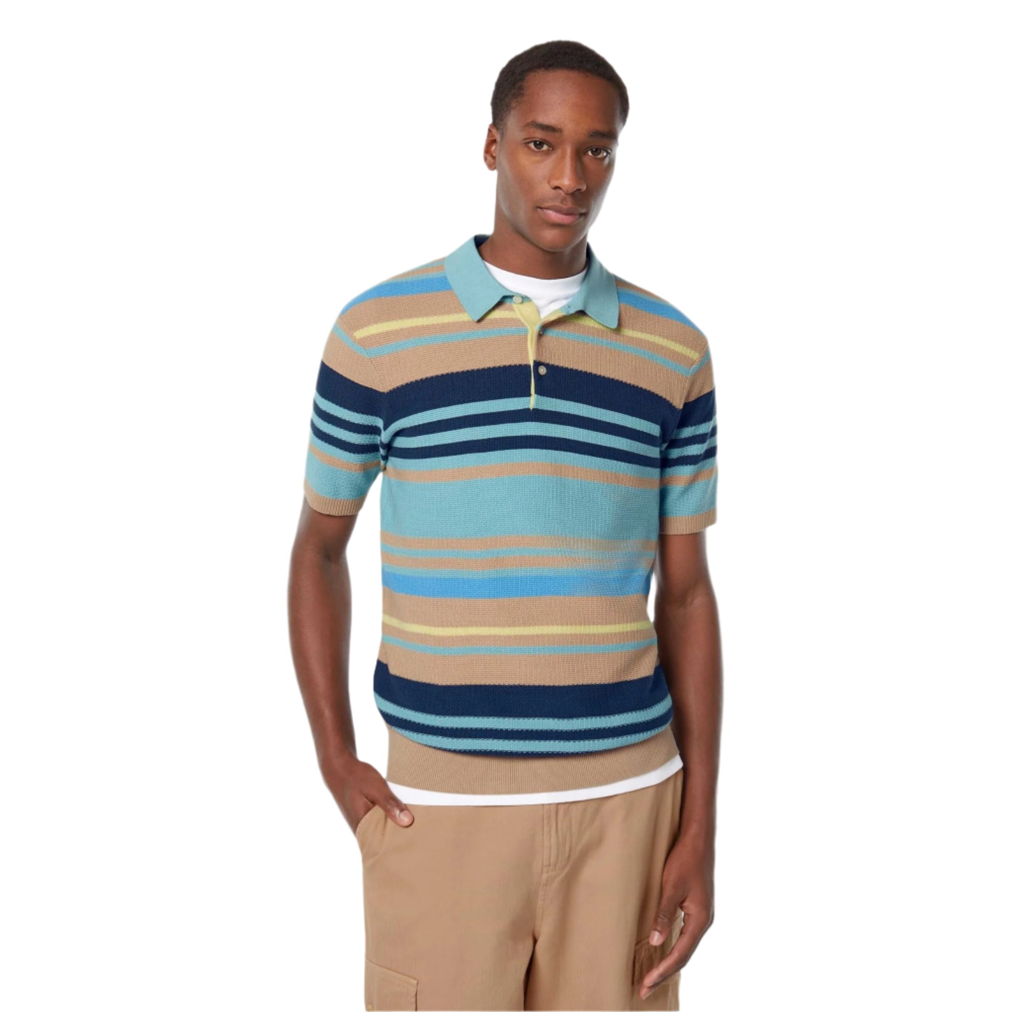 Beige Structured Knitted Regular Fit Polo