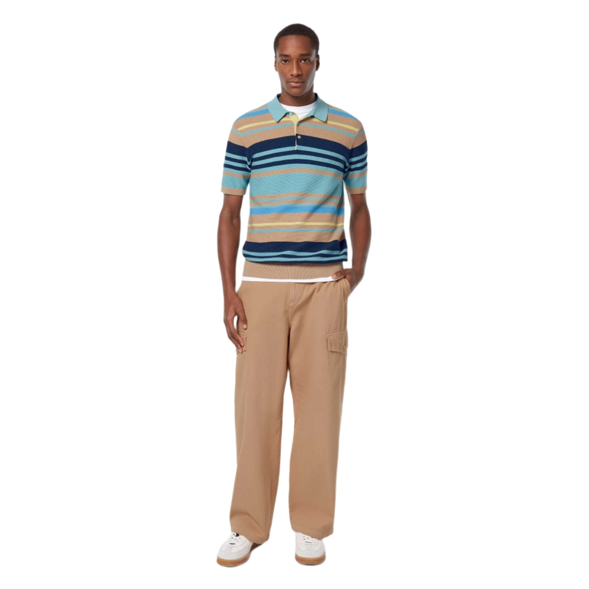 Beige Structured Knitted Regular Fit Polo
