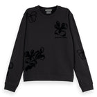Black Flock Print Artwork Regular Sweater