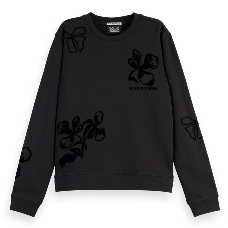 Black Flock Print Artwork Regular Sweater