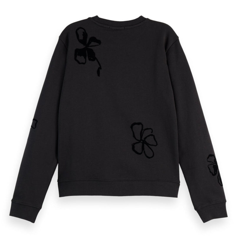 Black Flock Print Artwork Regular Sweater