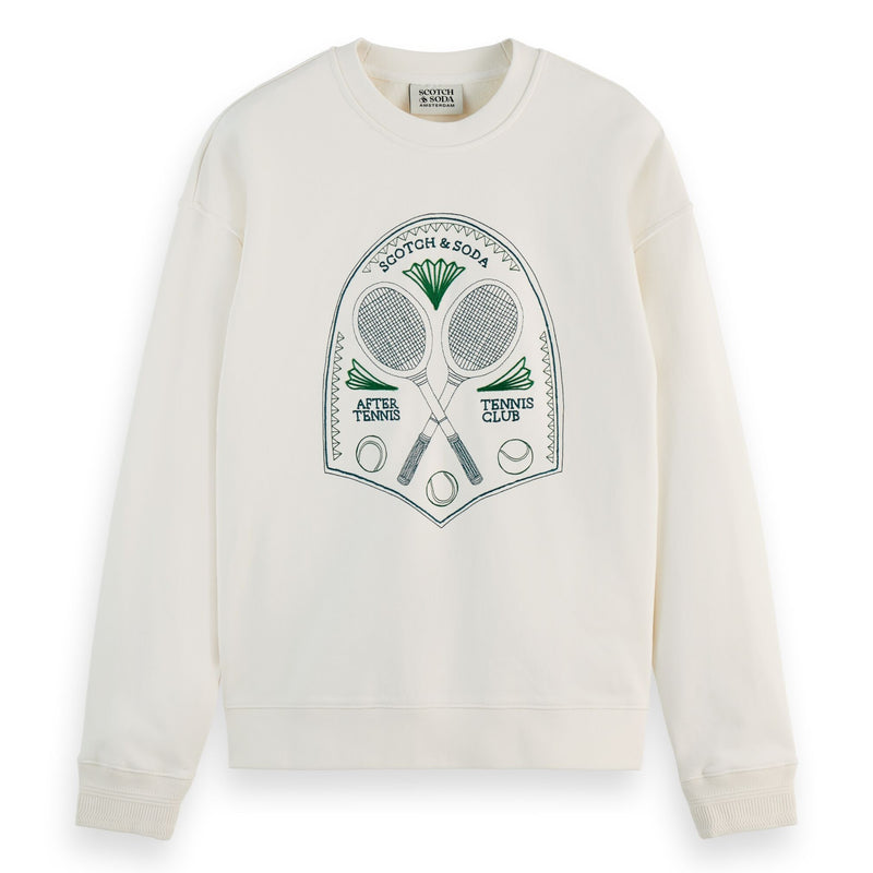 Swan Embroidered Chest Artwork Relaxed Fit Sweatshirt