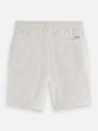 Bermuda en sergé de coton et lin Core Fave - Blanc cassé