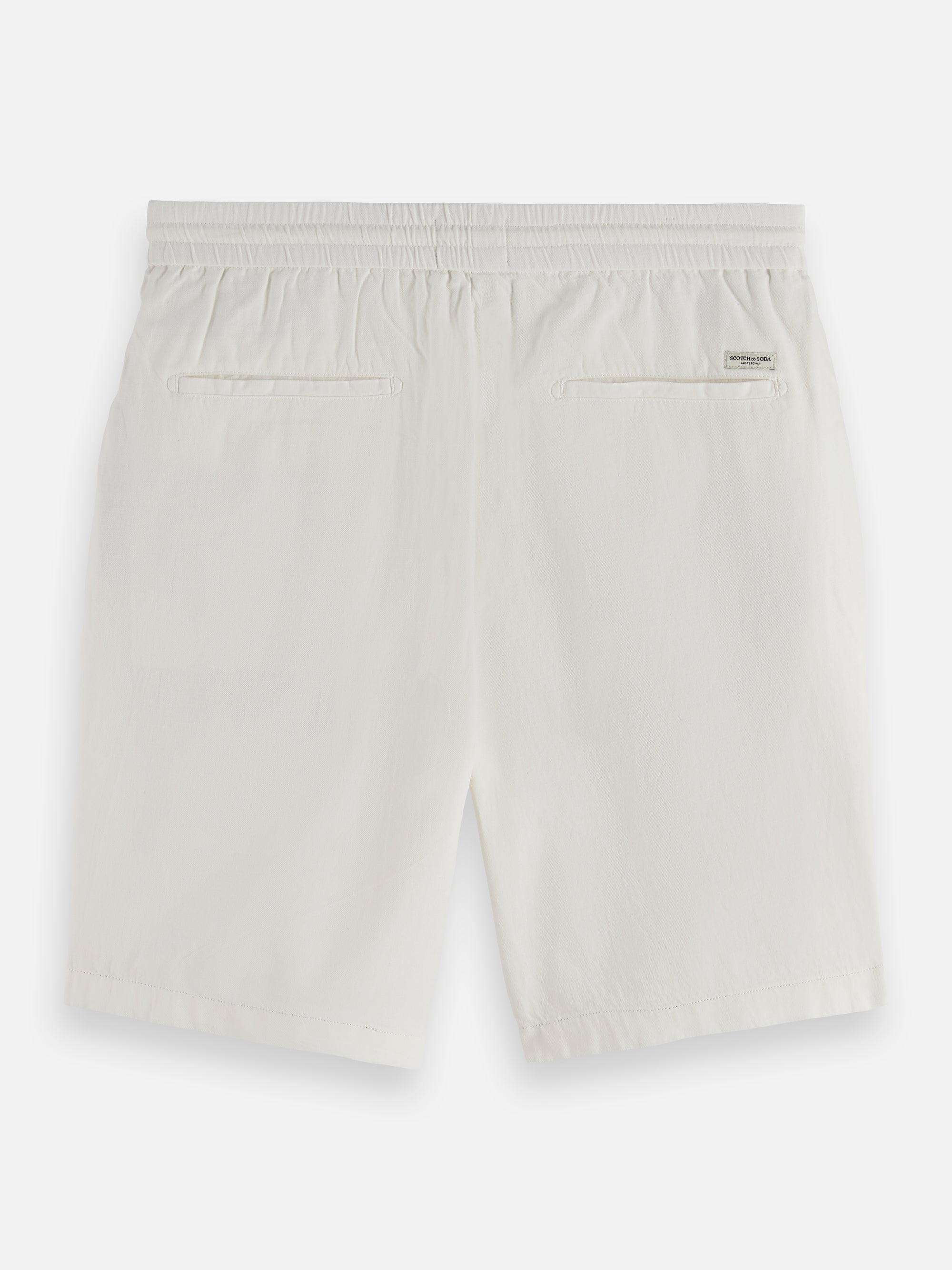 Bermuda en sergé de coton et lin Core Fave - Blanc cassé