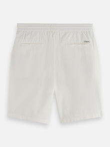 Bermuda en sergé de coton et lin Core Fave - Blanc cassé