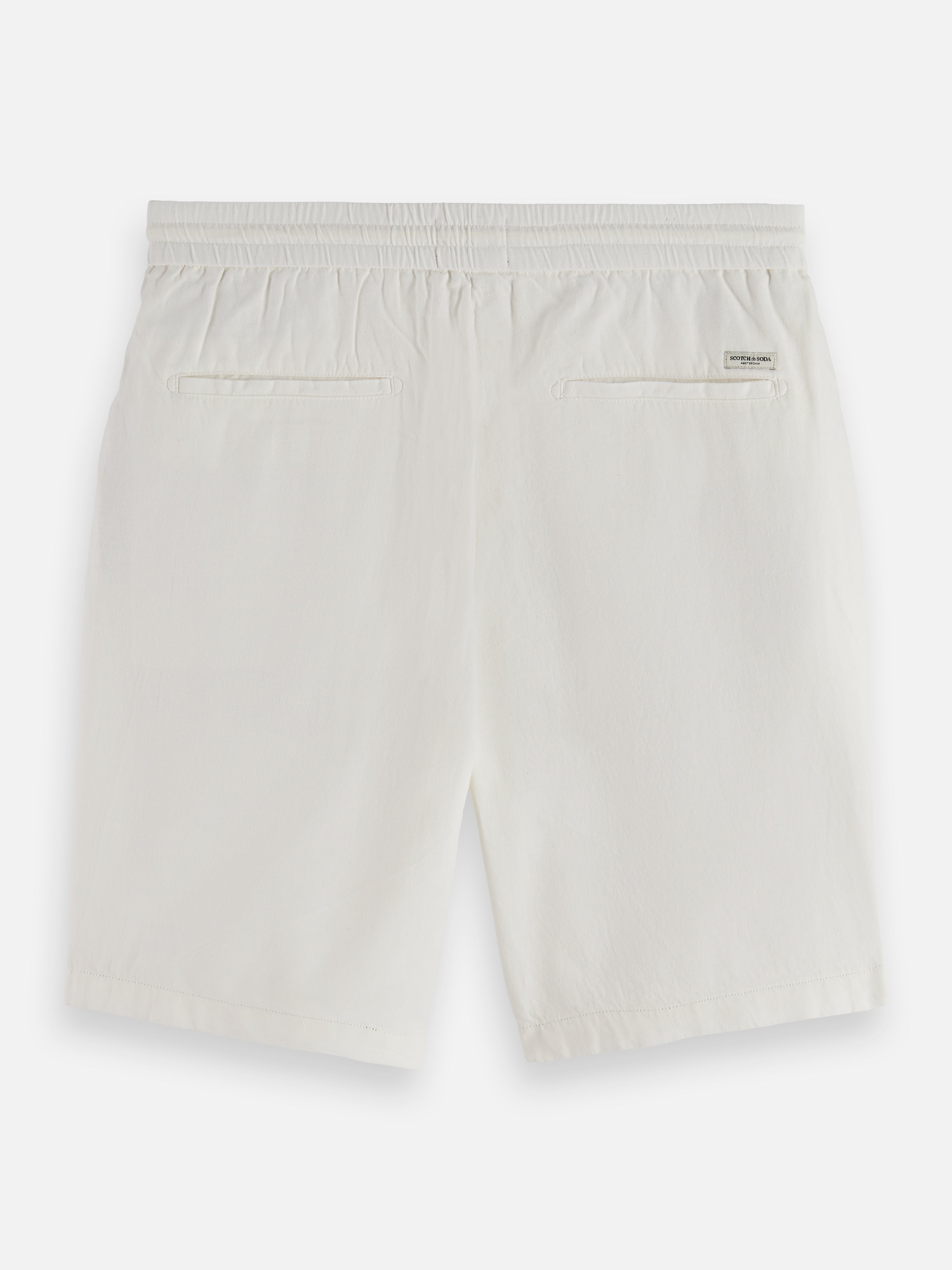 Bermuda en sergé de coton et lin Core Fave - Blanc cassé
