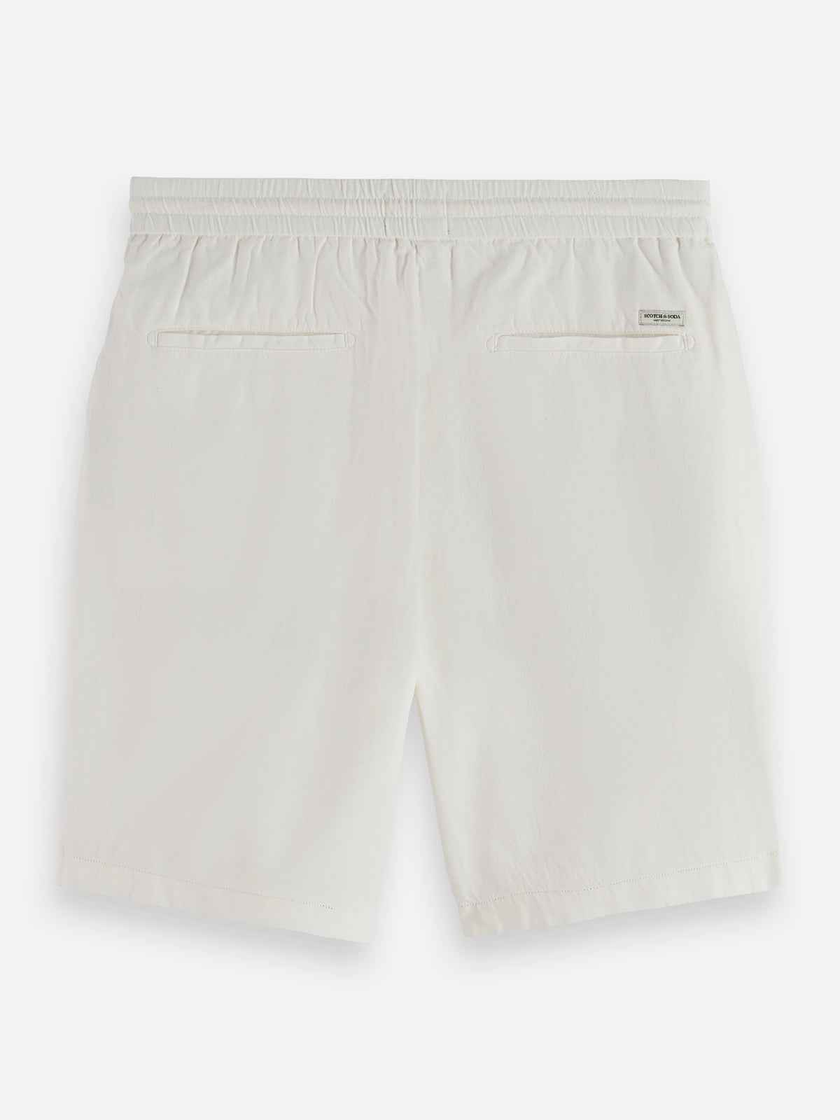 Bermuda en sergé de coton et lin Core Fave - Blanc cassé-5