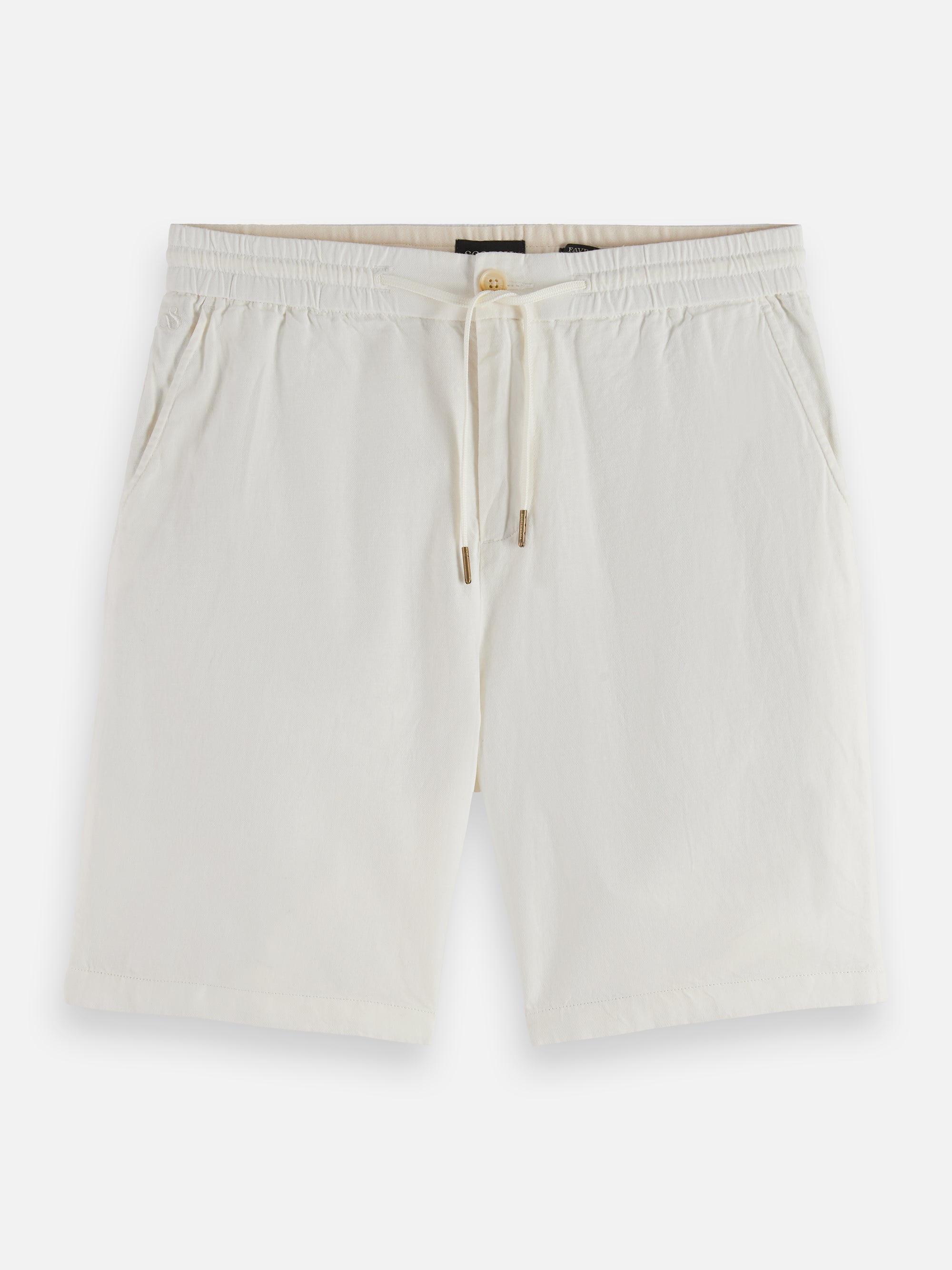Bermuda en sergé de coton et lin Core Fave - Blanc cassé