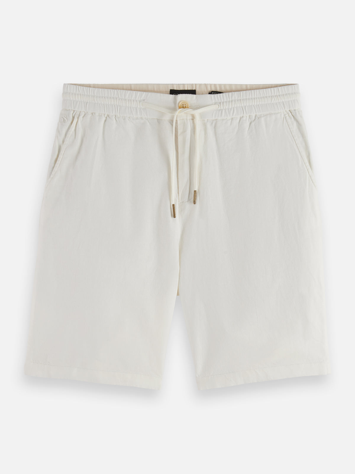 Bermuda en sergé de coton et lin Core Fave - Blanc cassé-4