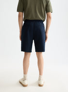 Bermuda en sergé de coton et lin Core Fave - Bleu marine