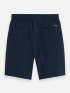 Bermuda en sergé de coton et lin Core Fave - Bleu marine