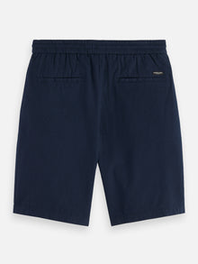 Bermuda en sergé de coton et lin Core Fave - Bleu marine