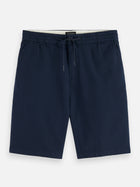 Bermuda en sergé de coton et lin Core Fave - Bleu marine