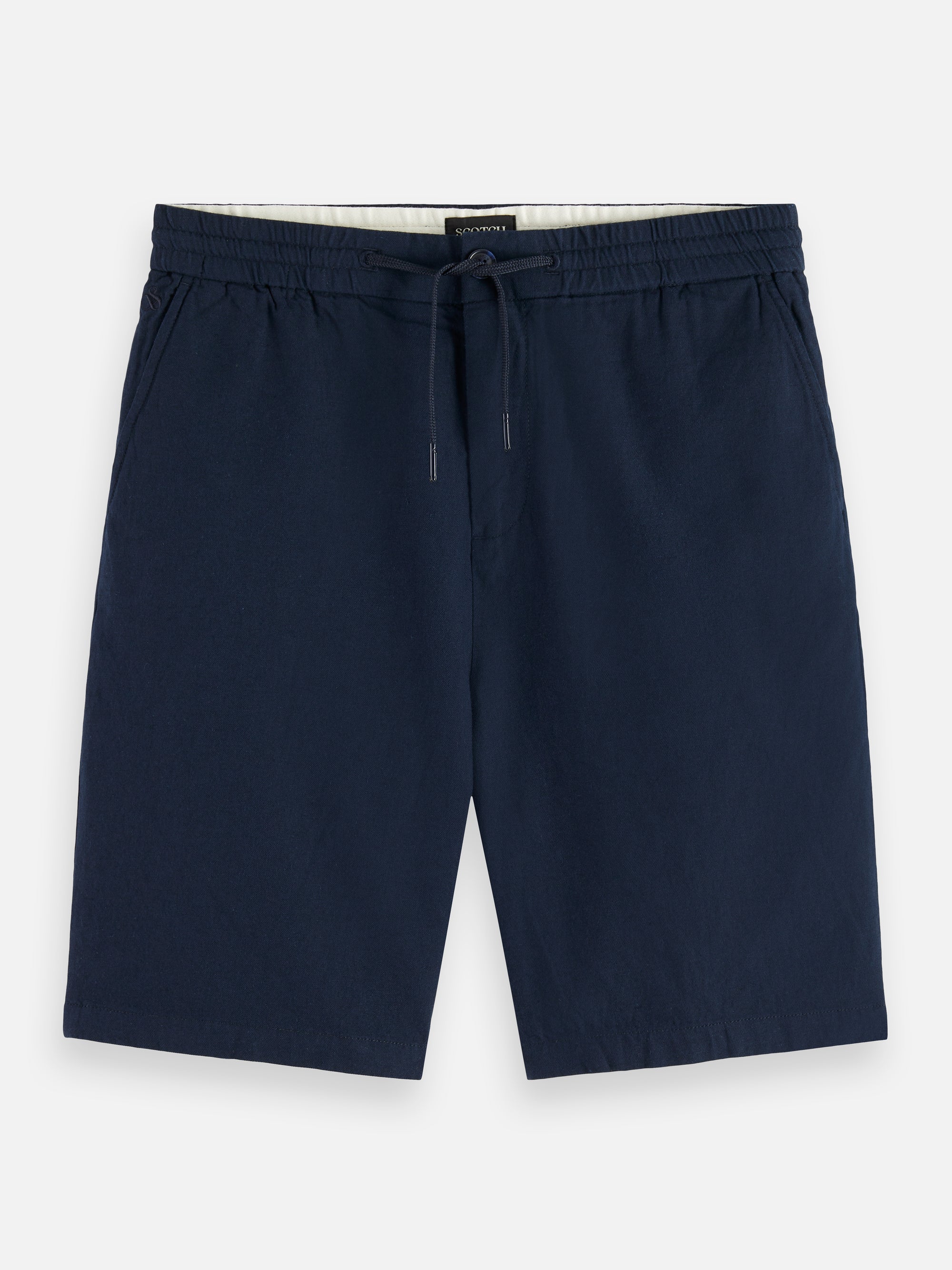 Bermuda en sergé de coton et lin Core Fave - Bleu marine