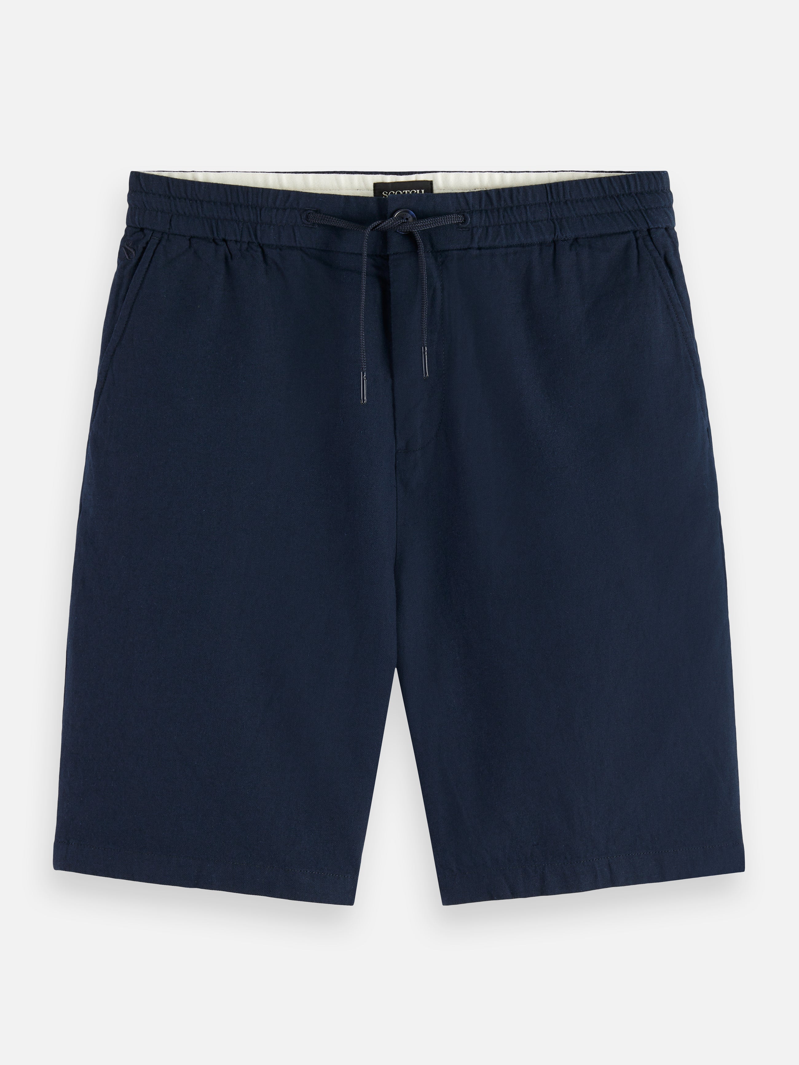 Bermuda en sergé de coton et lin Core Fave - Bleu marine