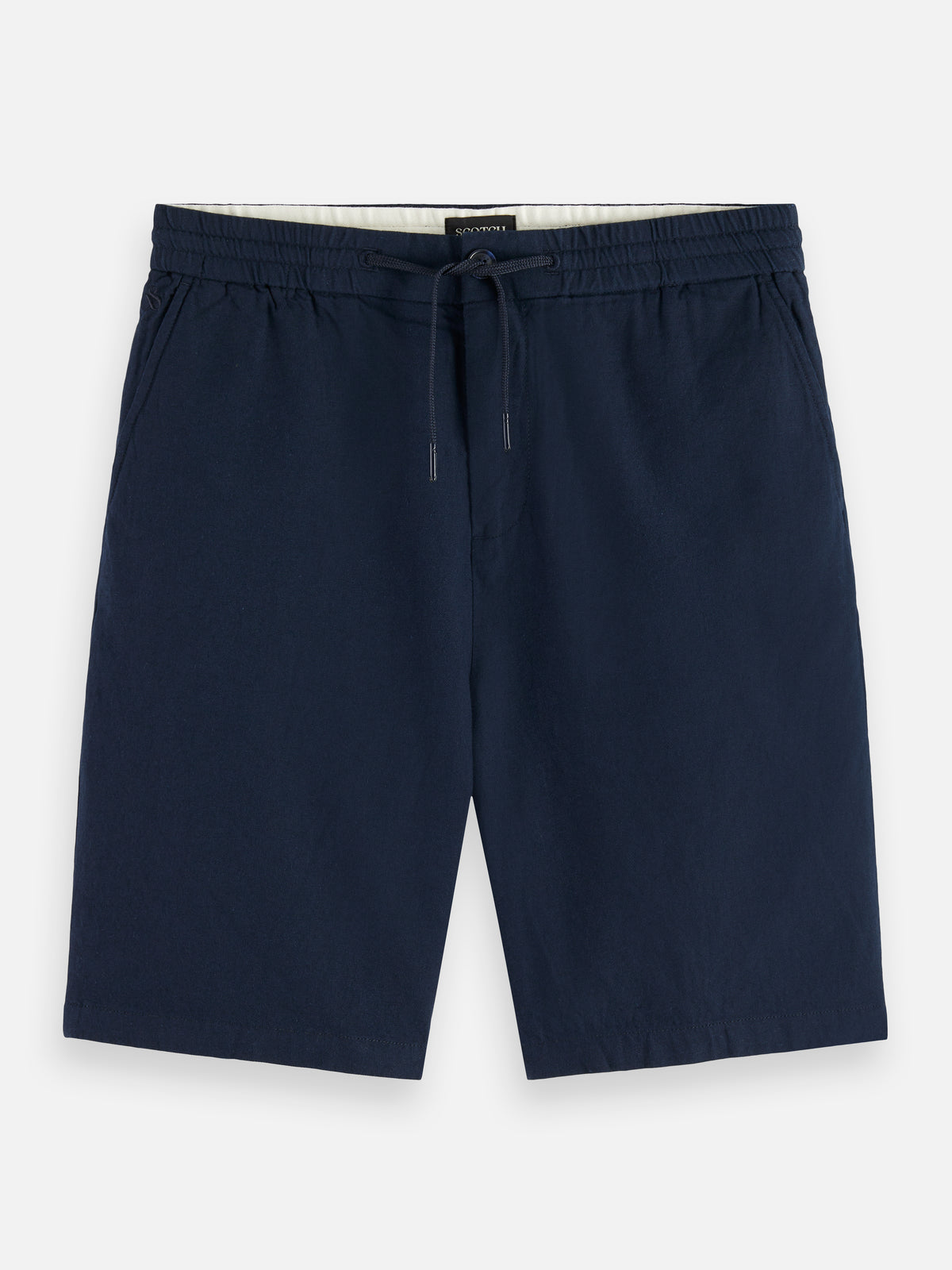 Bermuda en sergé de coton et lin Core Fave - Bleu marine-4