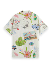 On The Road Aop Printed Camp Collar Shirt