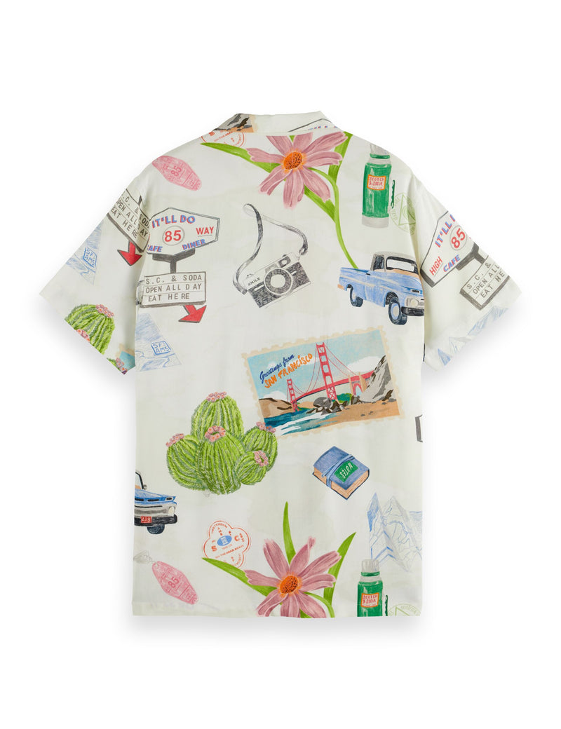 On The Road Aop Printed Camp Collar Shirt