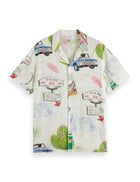 On The Road Aop Printed Camp Collar Shirt
