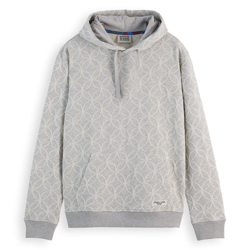 Light Grey Melange Jacquard Regular Fit Hoodie