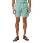 White Mini-Printed Mid-Length Swimshort