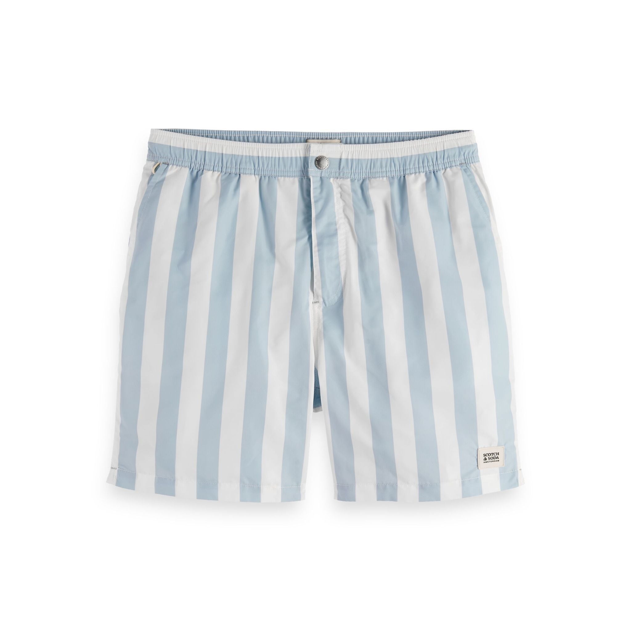Blue Striped Mid-Length  Swimshort