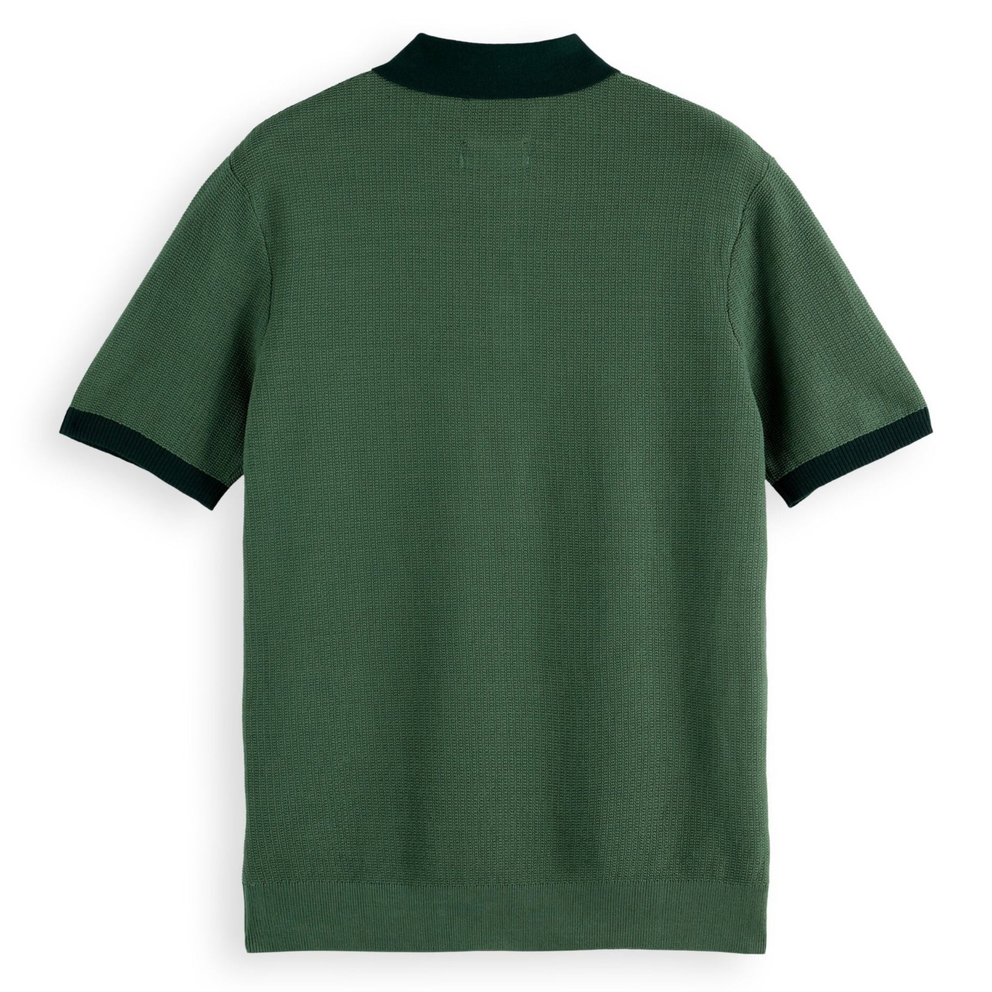 Polo vert sauge structuré en maille unie