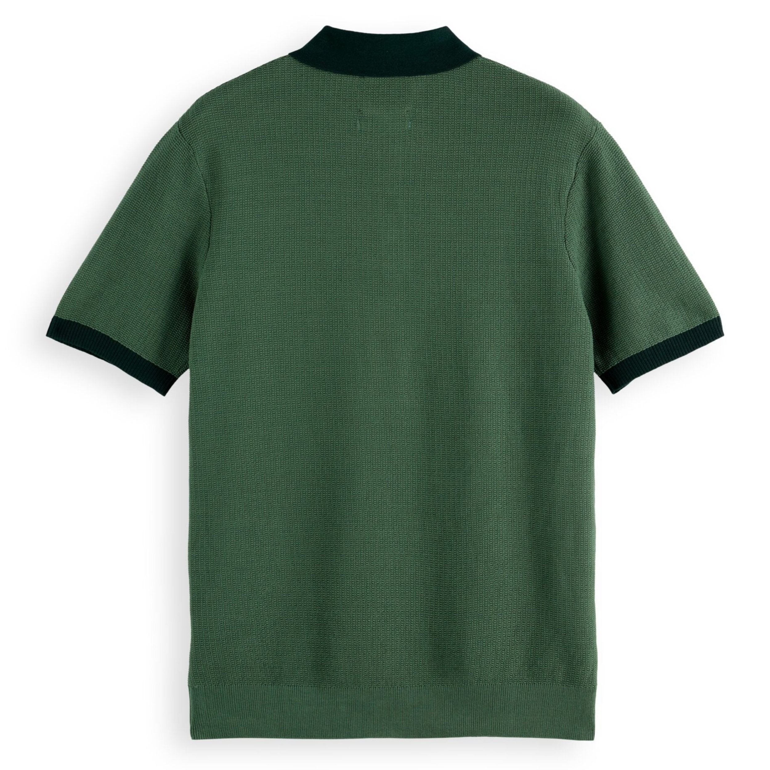 Polo vert sauge structuré en maille unie