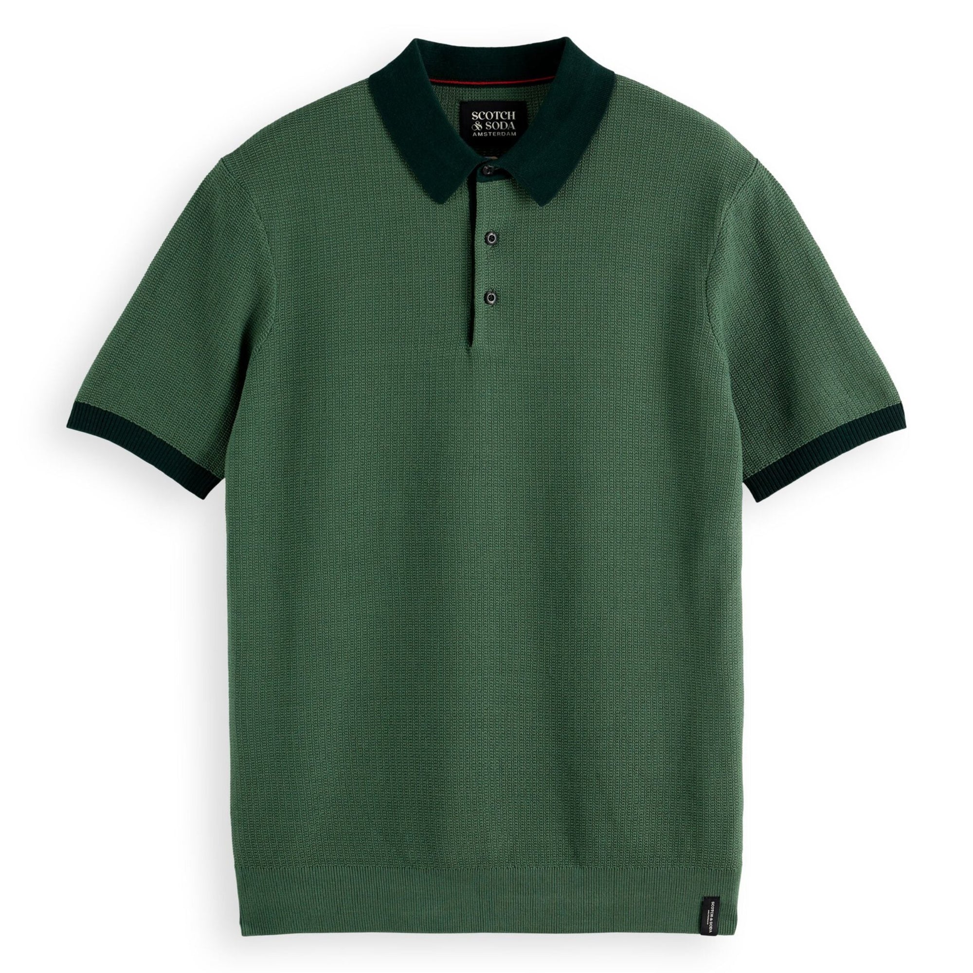 Polo vert sauge structuré en maille unie