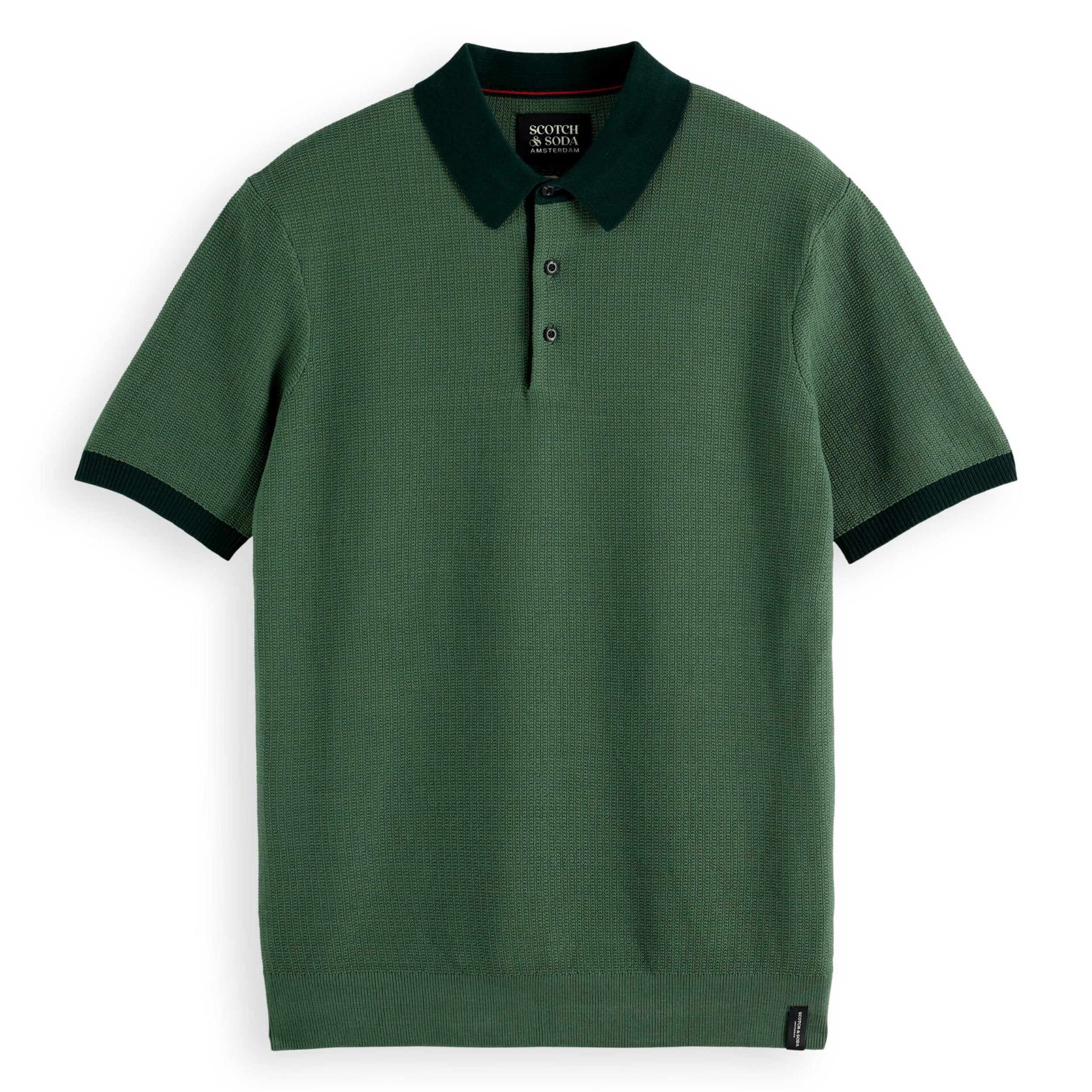 Polo vert sauge structuré en maille unie