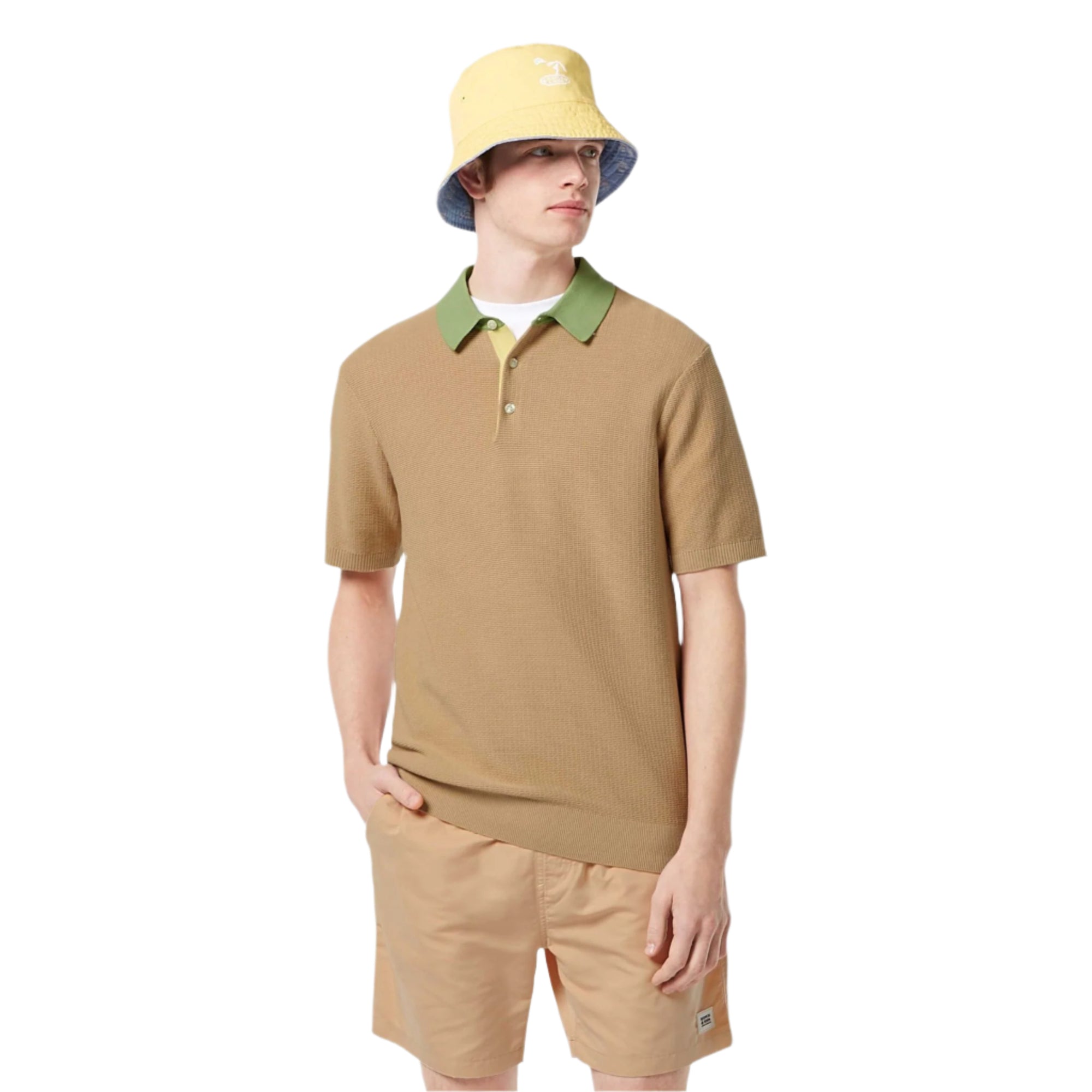 Beige Structured Knitted Polo
