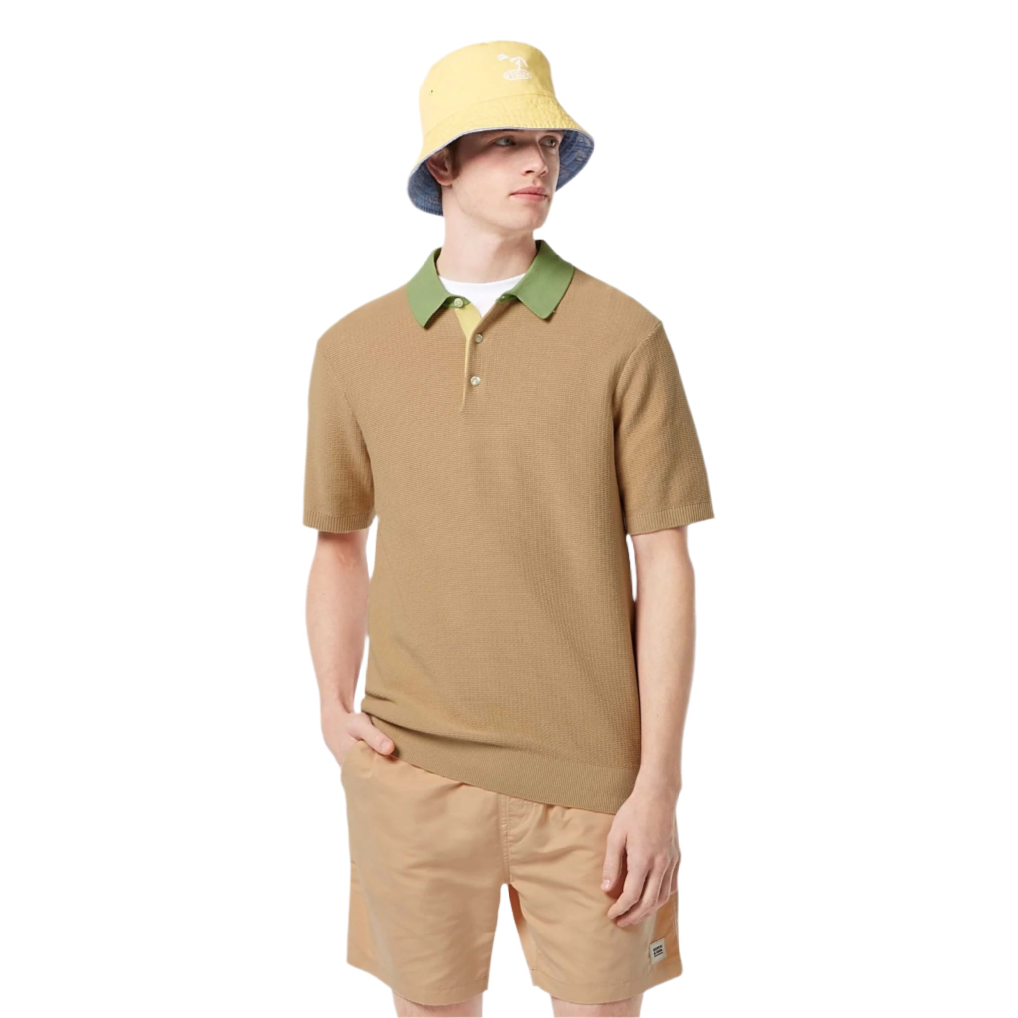 Beige Structured Knitted Polo