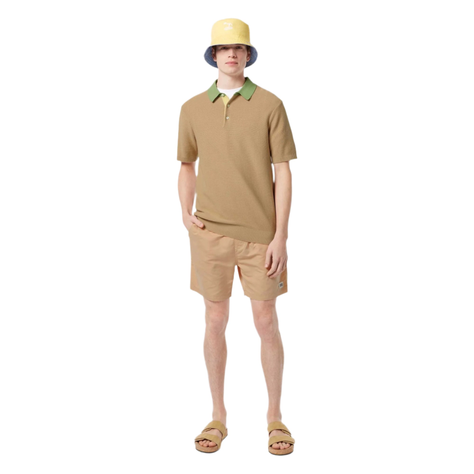 Beige Structured Knitted Polo