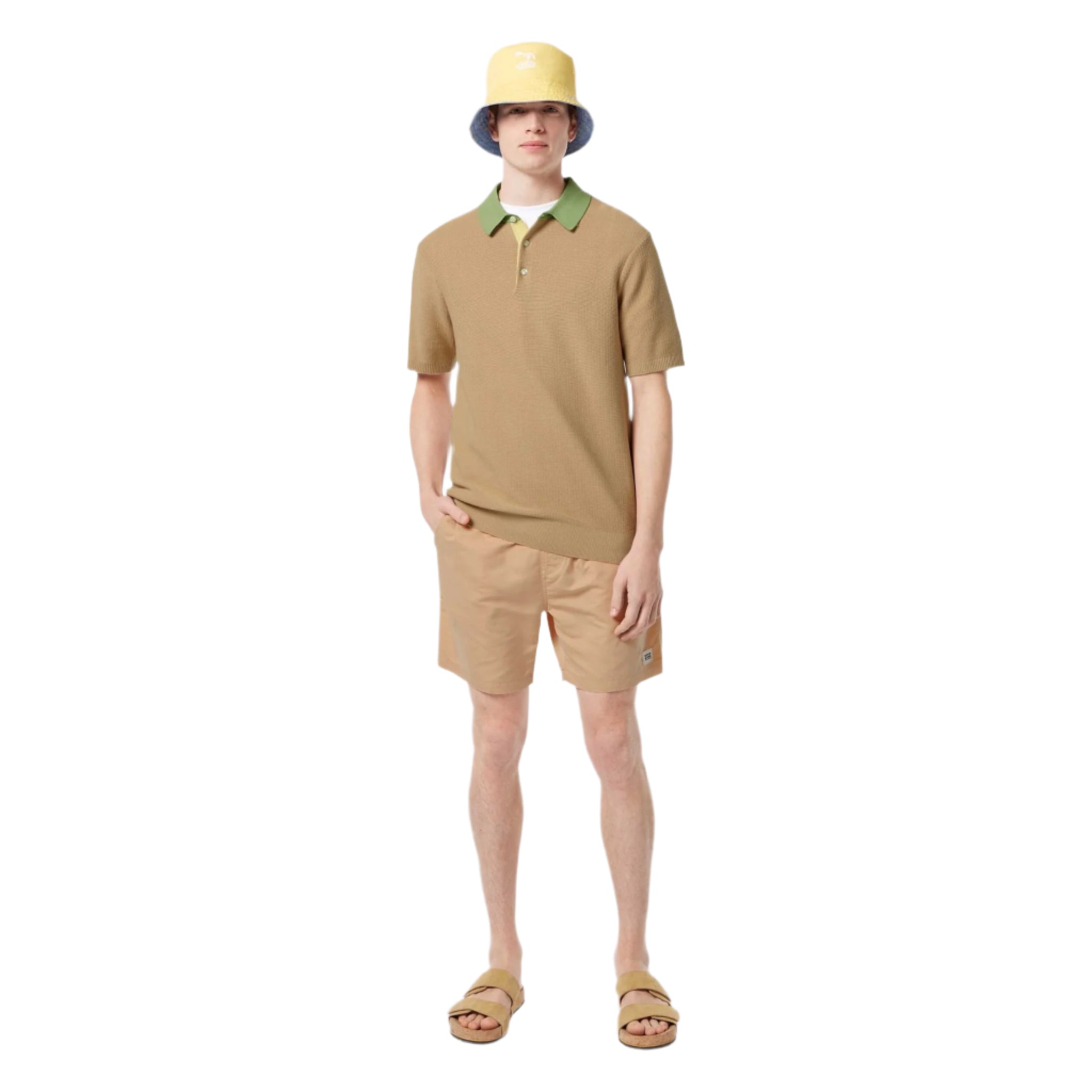 Beige Structured Knitted Polo