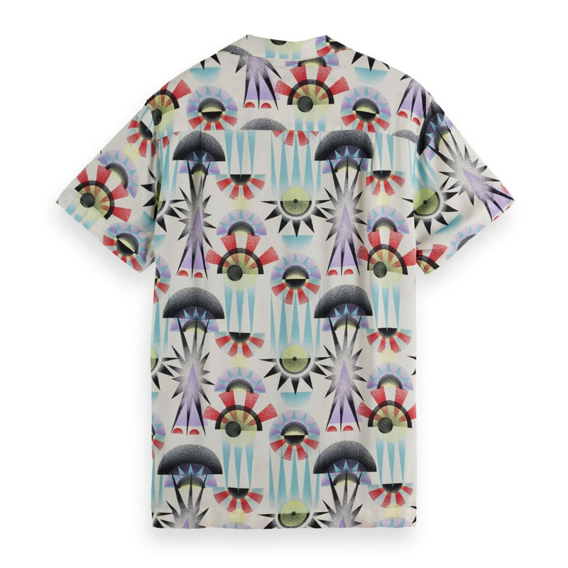 White Aop Short-Sleeved Regular Fit Viscose Shirt