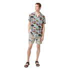 White Aop Short-Sleeved Regular Fit Viscose Shirt