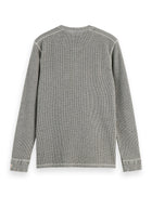 Denim Washed Long Sleeve Henley - Grey Melange