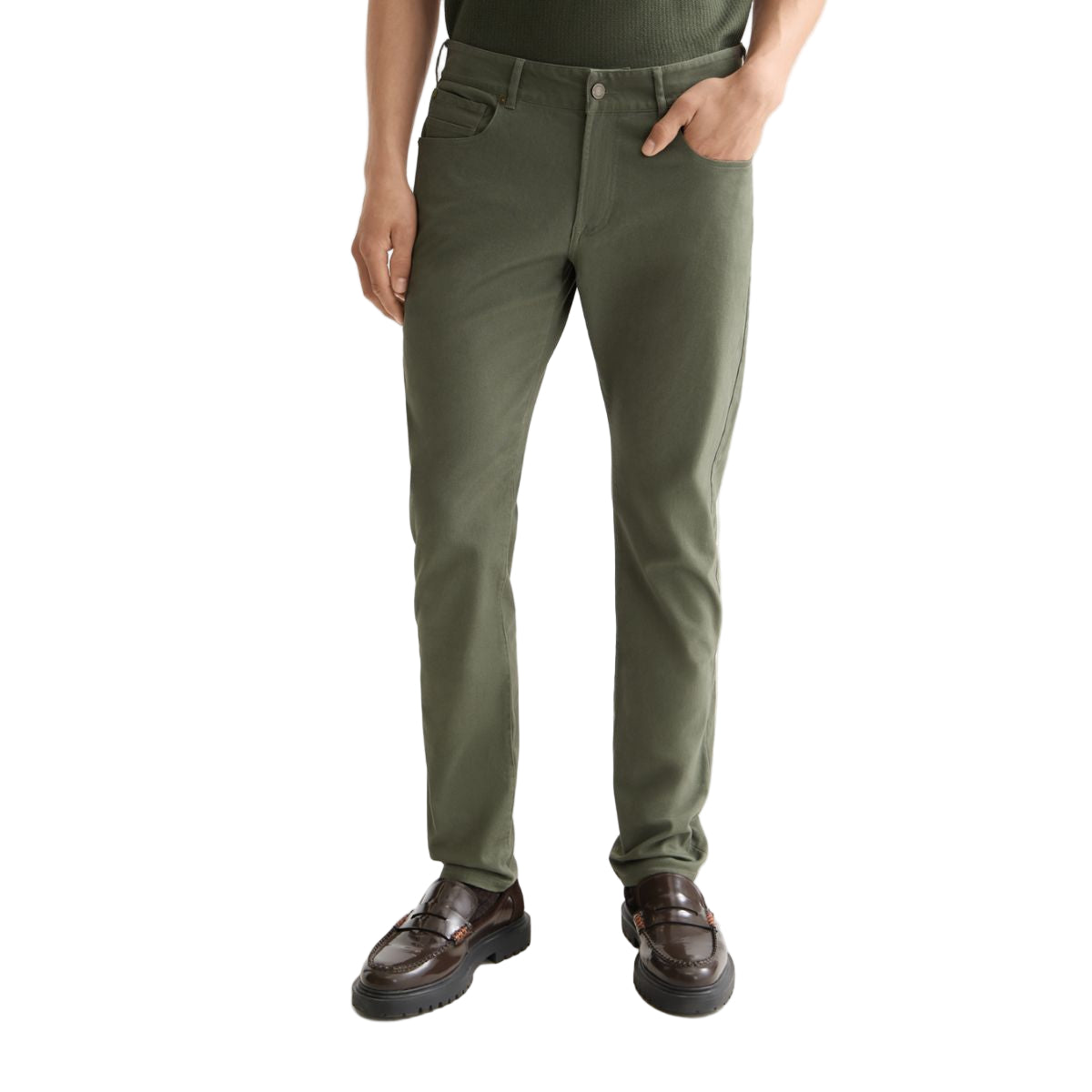Ralston- Cotton-Blend Twill Regular Slim Fit 5-Pocket Pant - Thyme