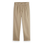 Trimmed Twill Jersey Pleated Relaxed Straight Jogger - Plaza Taupe