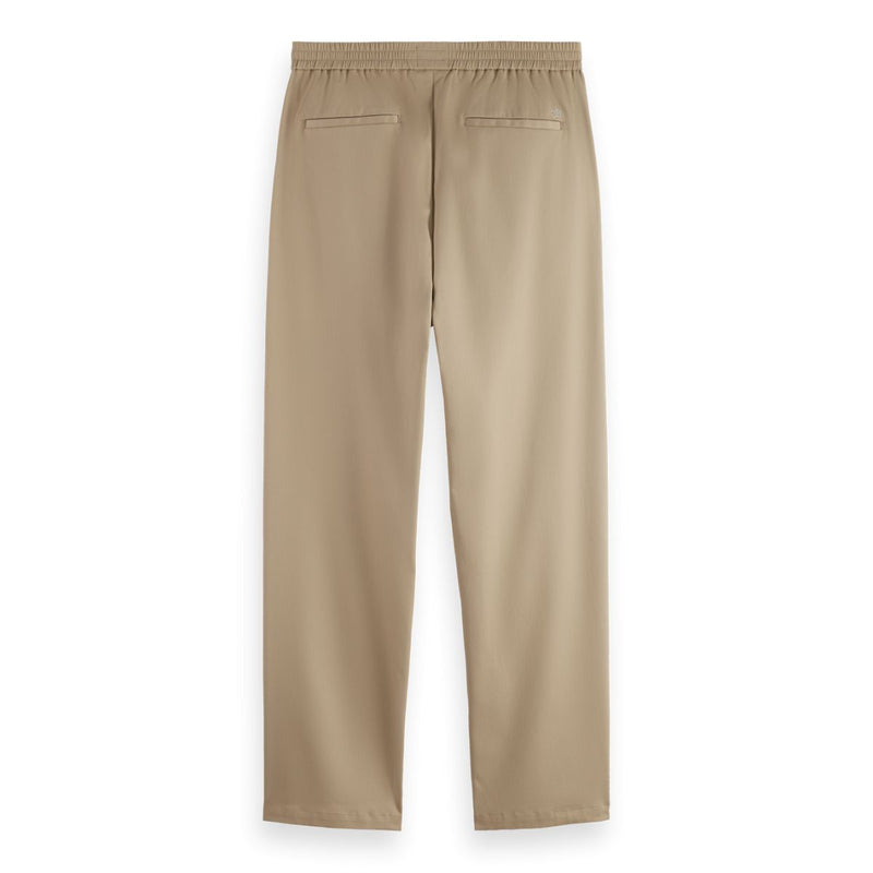 Trimmed Twill Jersey Pleated Relaxed Straight Jogger - Plaza Taupe