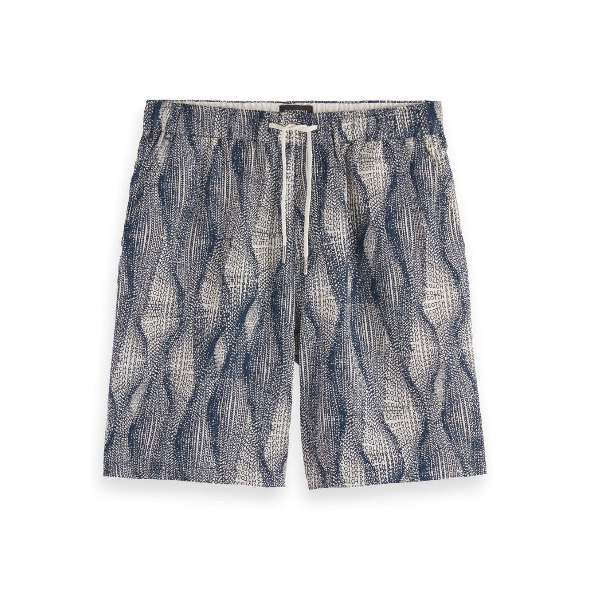 Fave Printed Tencel Relaxed Bermuda - Batik Logo Print Navy