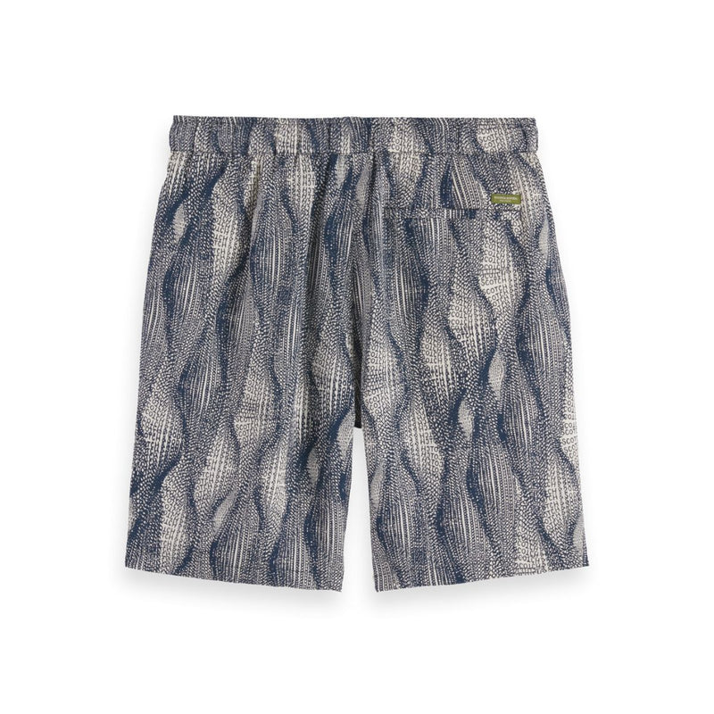 Fave Printed Tencel Relaxed Bermuda - Batik Logo Print Navy
